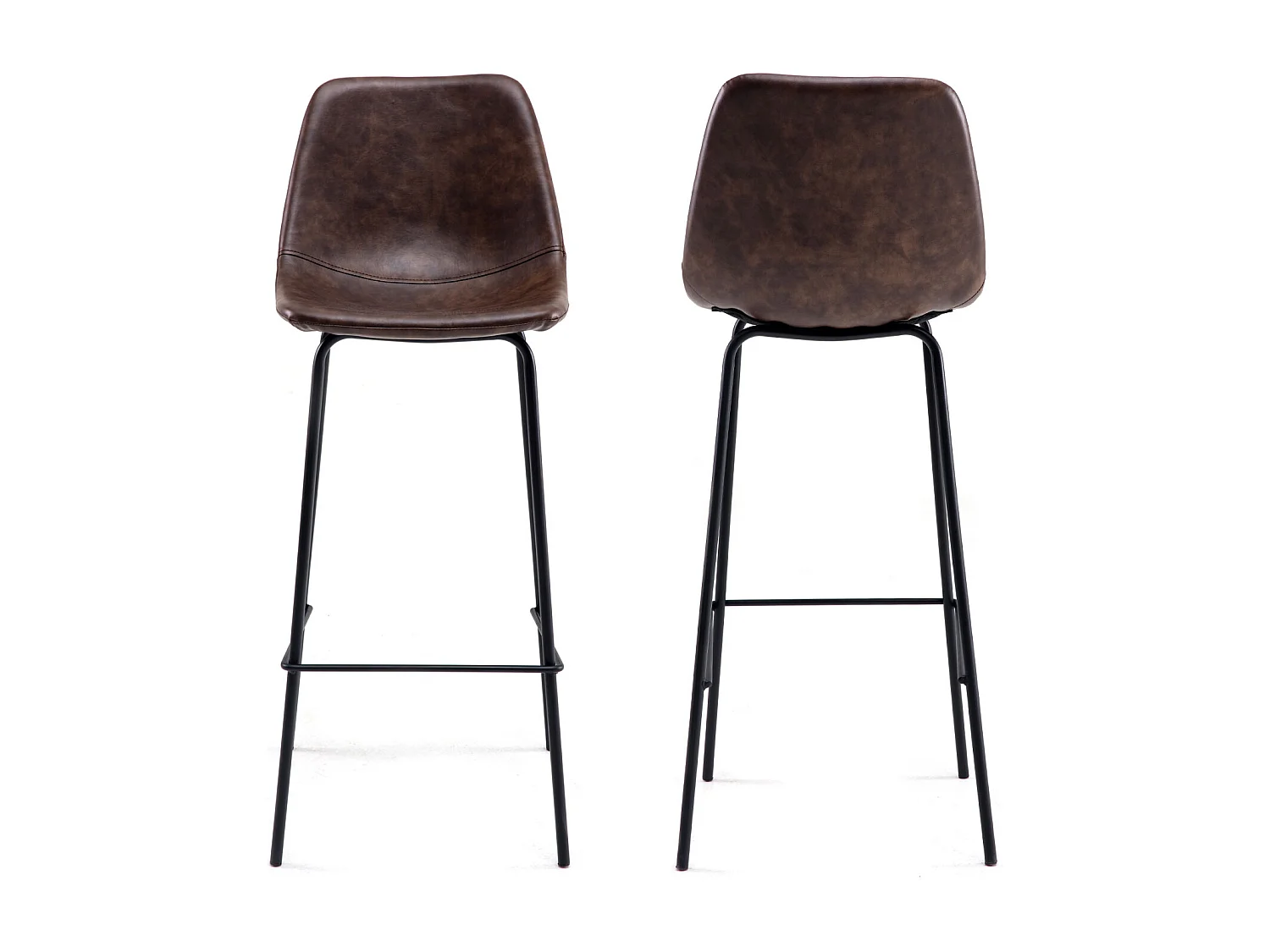 Set di 2 sgabelli vintage LUCIEN marrone - Altezza seduta 75cm