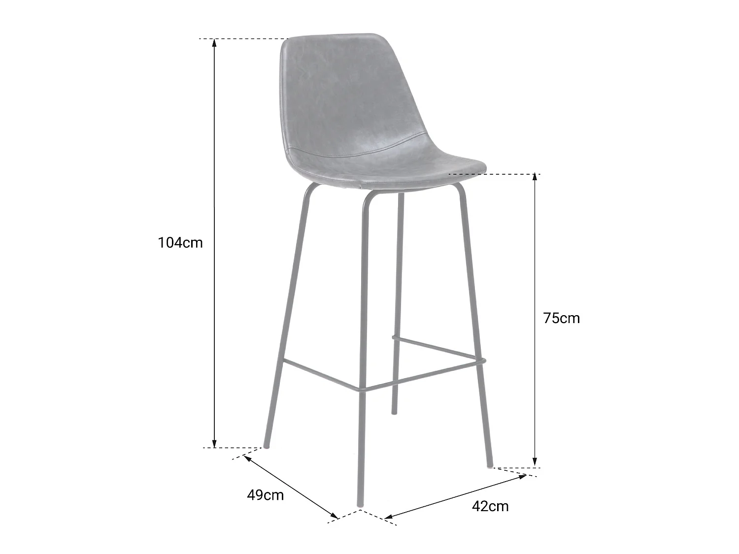 Lot de 2 tabourets de bar vintage LUCIEN marron - Hauteur d'assise 75cm - HAPPY GARDEN
