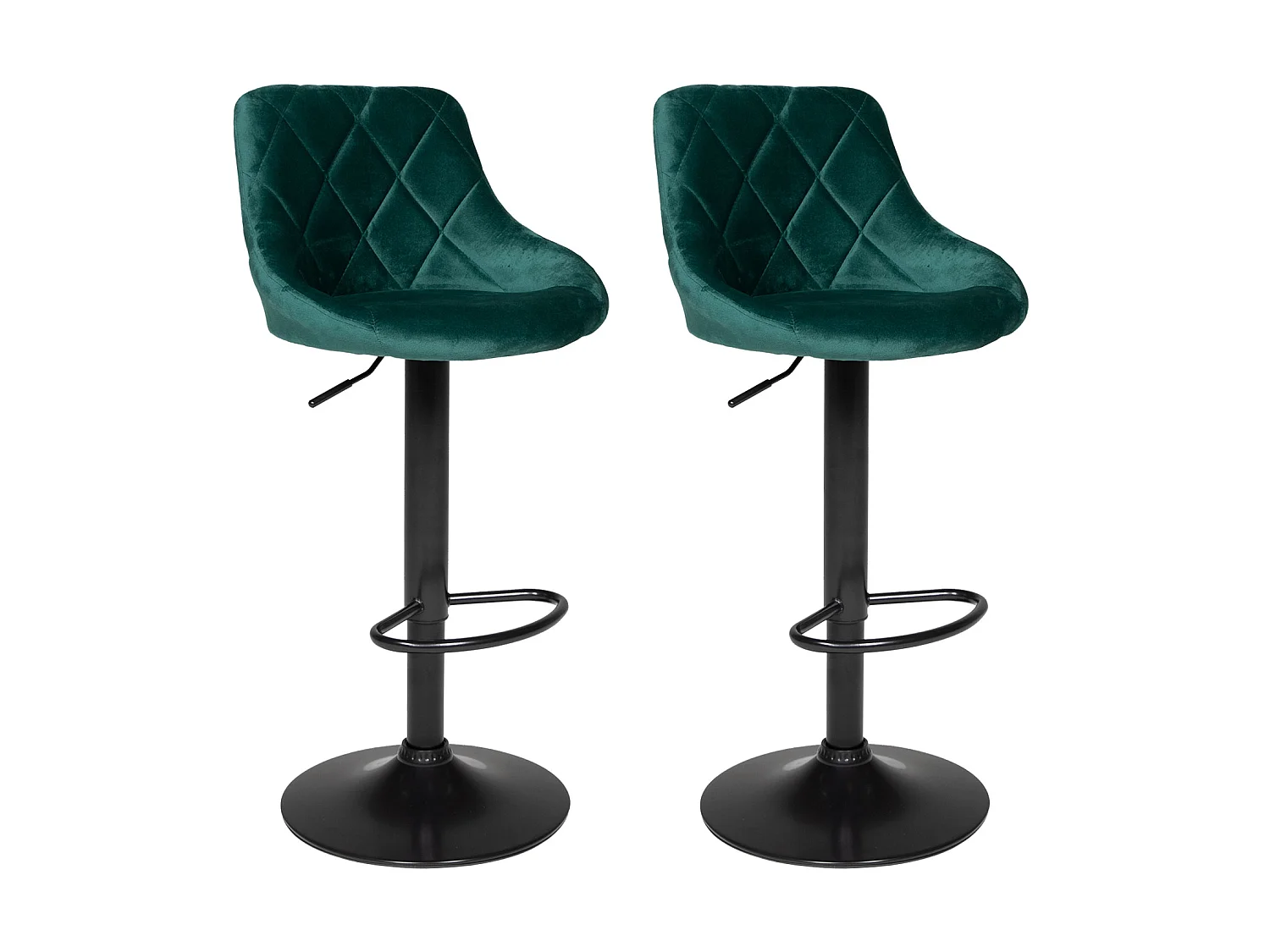 Lot de 2 tabourets de bar en velours vert ROBIN - HAPPY GARDEN