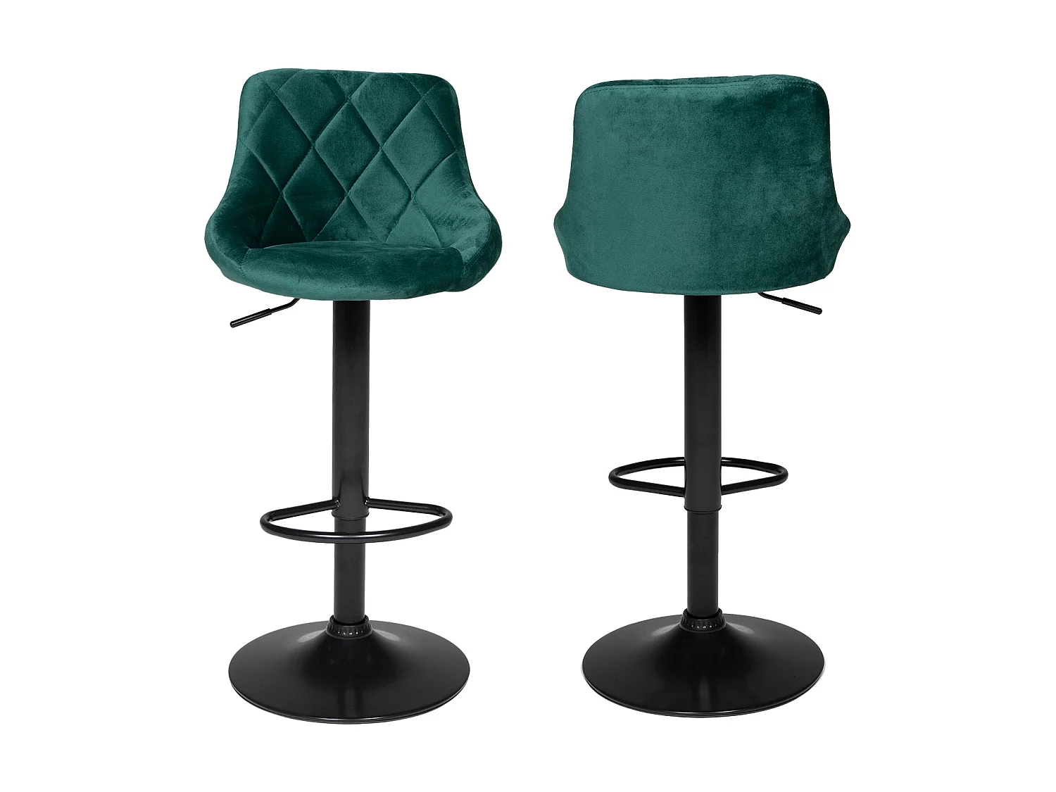 Set di 2 sgabelli da bar in velluto verde ROBIN