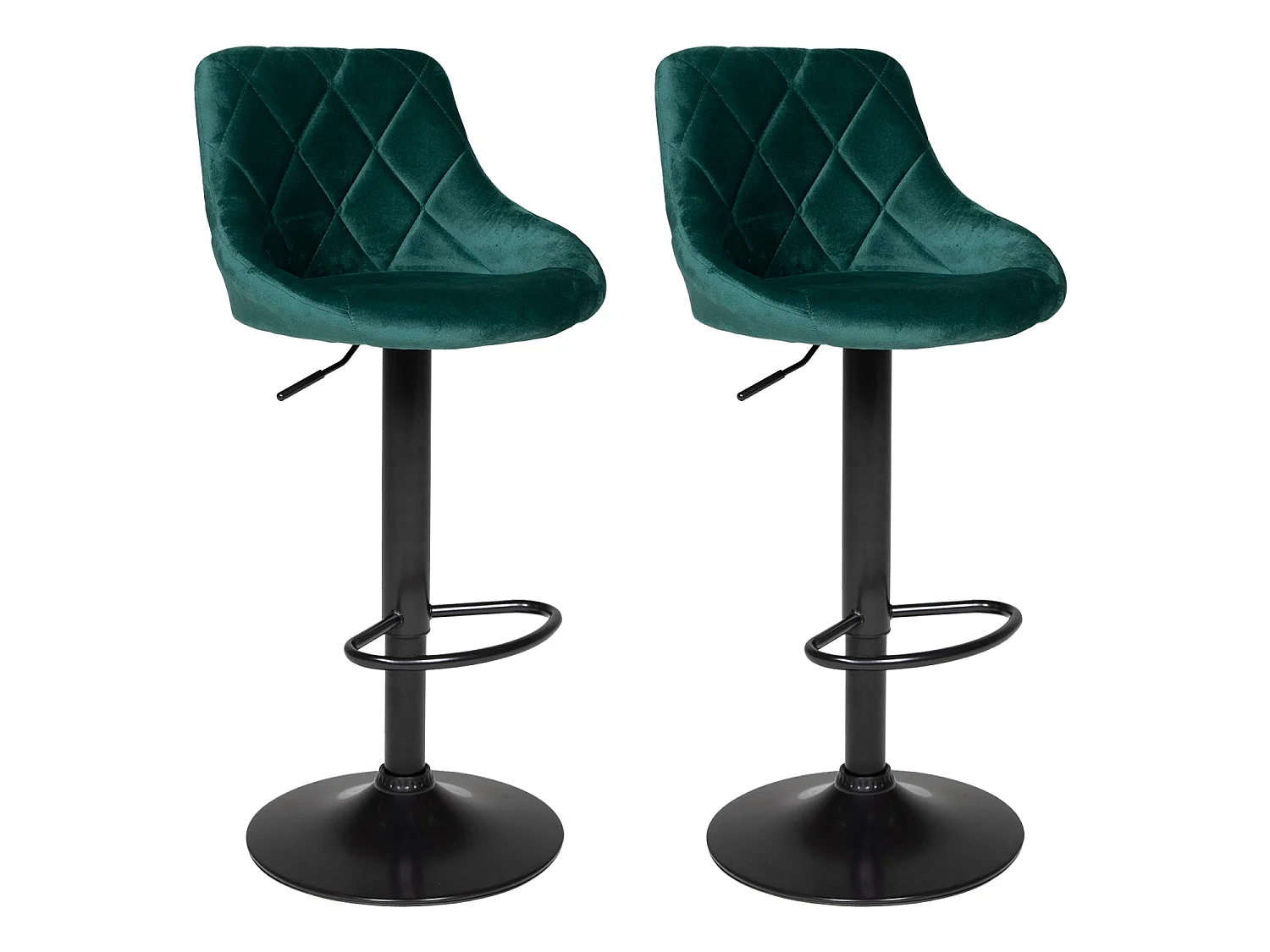 Lot de 2 tabourets de bar en velours vert ROBIN - HAPPY GARDEN