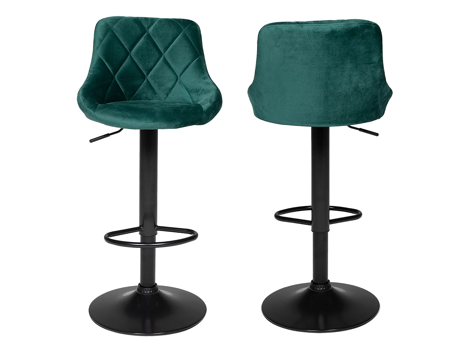 Lot de 2 tabourets de bar en velours vert ROBIN - HAPPY GARDEN