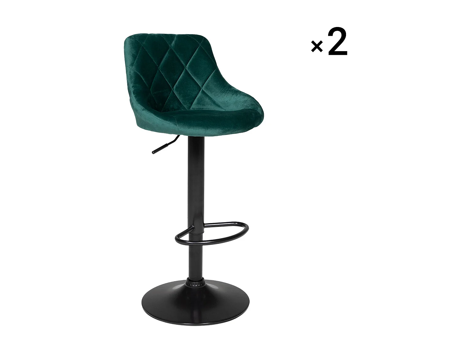 Set van 2 groene fluwelen barkrukken ROBIN