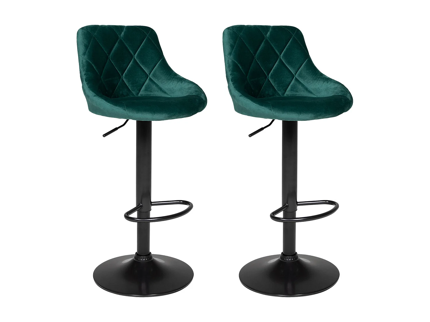 Lot de 2 tabourets de bar en velours vert ROBIN - HAPPY GARDEN