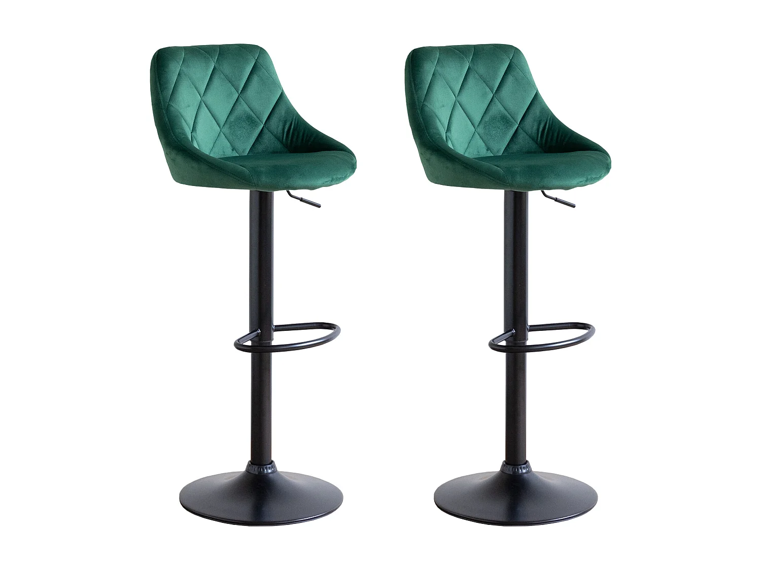 Set di 2 sgabelli da bar in velluto verde ROBIN