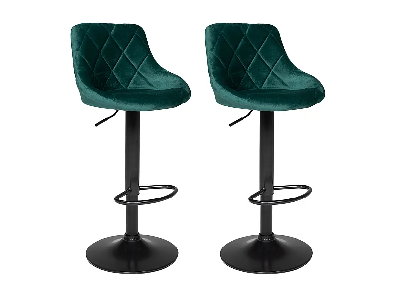 Lot de 2 tabourets de bar en velours vert ROBIN - HAPPY GARDEN