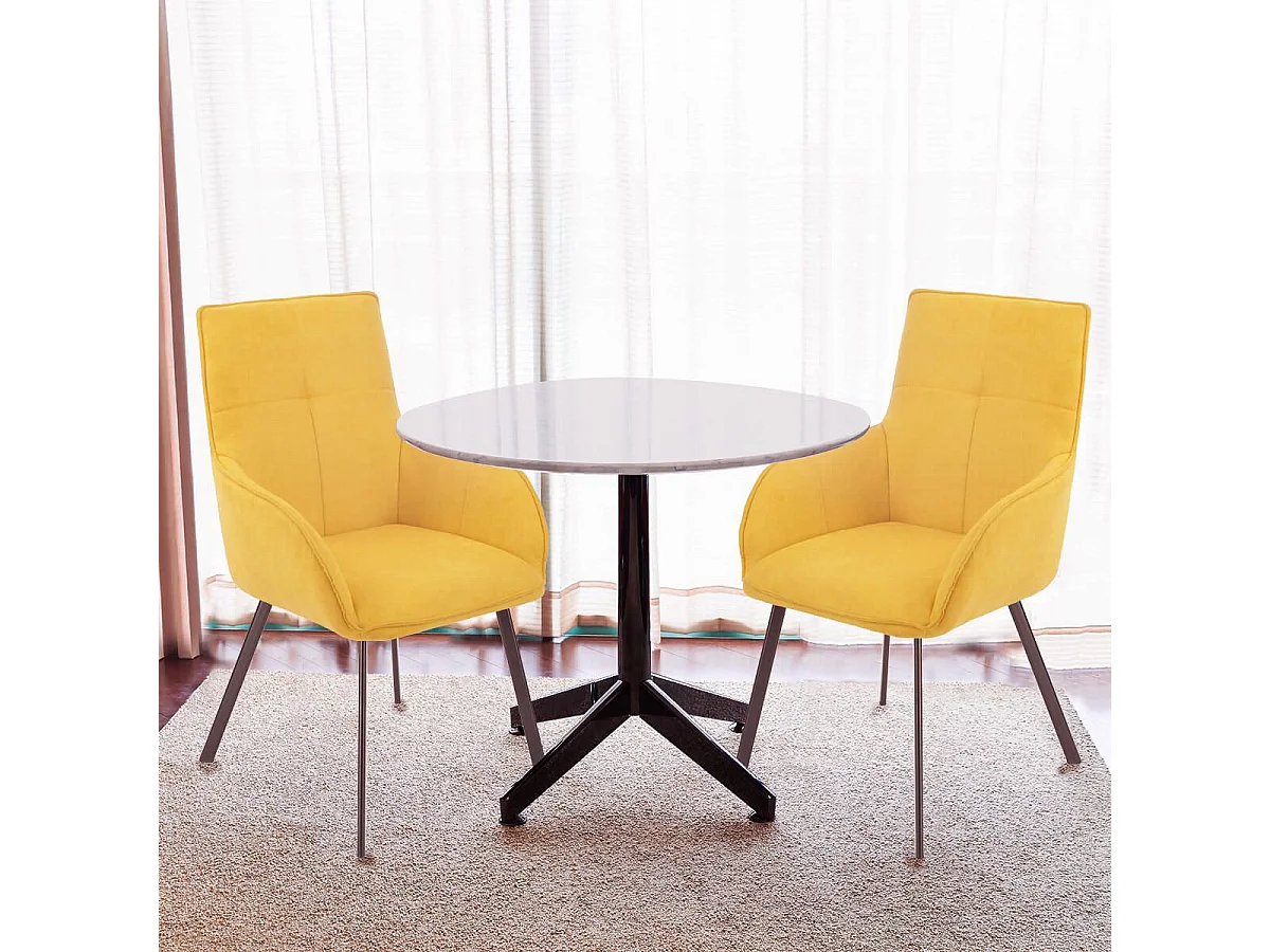 CATILA - Lot de 2 Fauteuils Jaunes Piètement Gris Mat