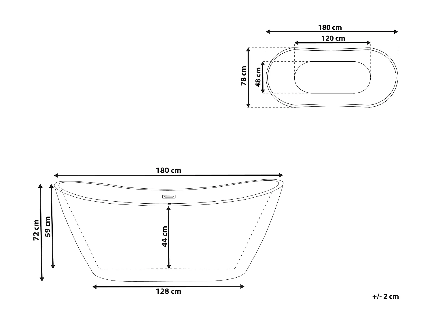 Banheira autónoma ANTIGUA 1800 x 780 mm Vermelho