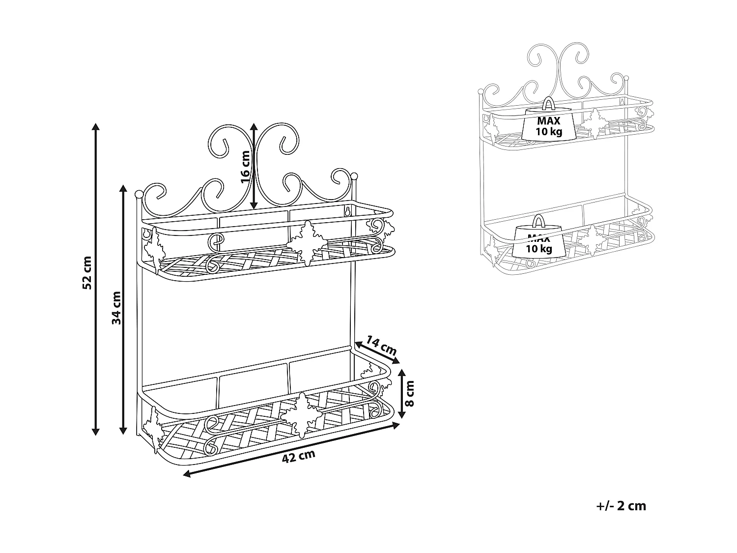 Scaffale bagno metallo grigio 52 x 42 cm MARAYES