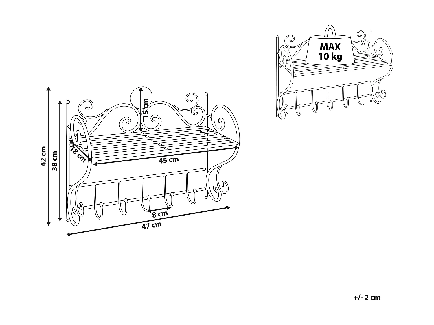 Estante de metal negro 42 cm OSORNO