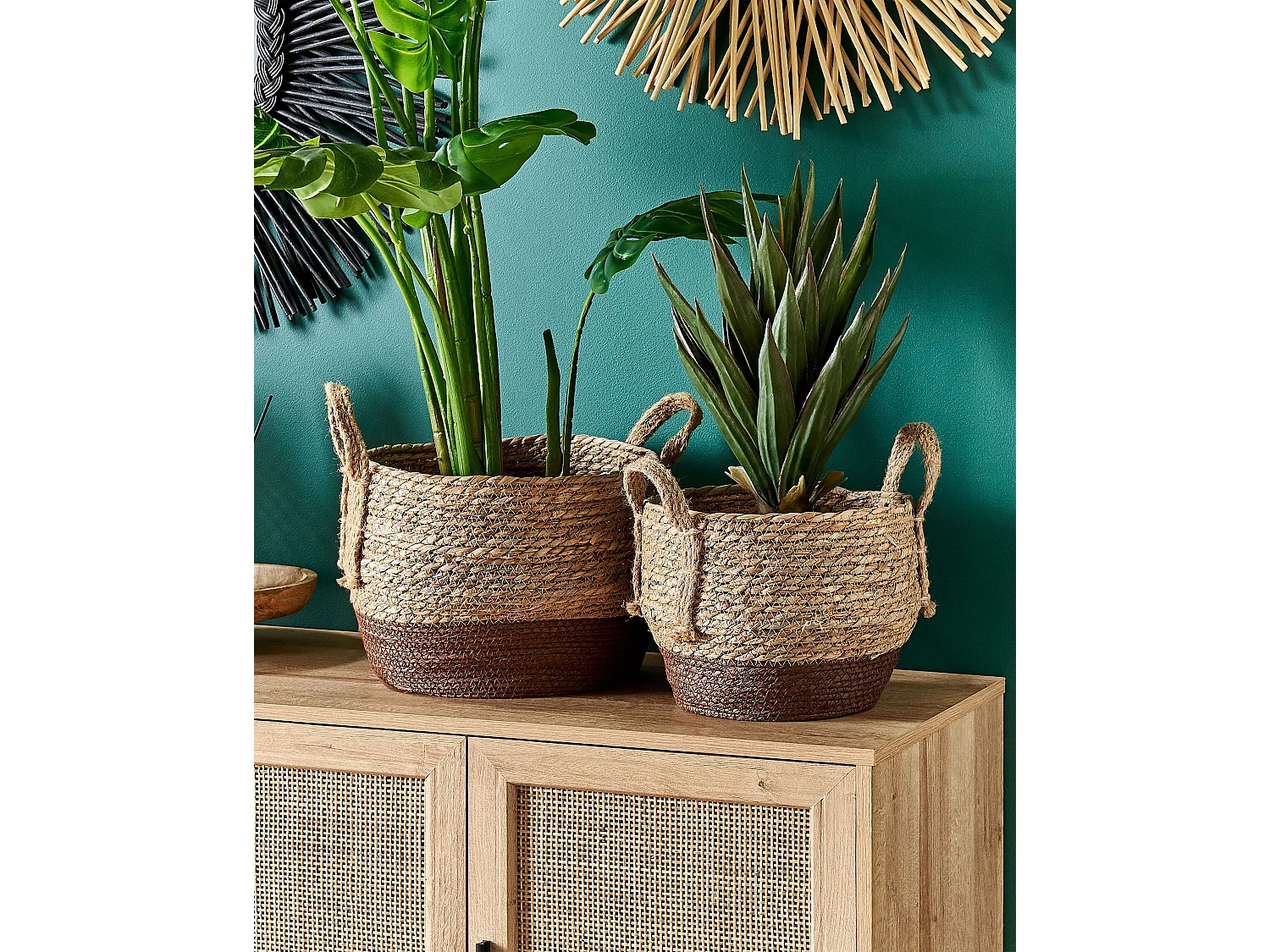 Conjunto de 2 vasos para plantas PALADJU Vime 30/25 cm Natural