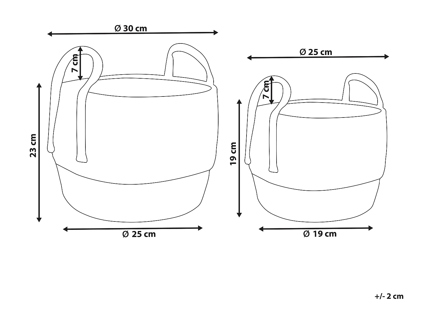 Set di 2 vasi per piante PALADJU Vimini 30/25 cm Naturale