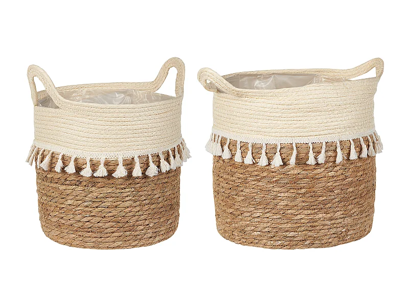 Lot de 2 pots de fleurs MATIKU Herbier marin 30/28 cm Naturel