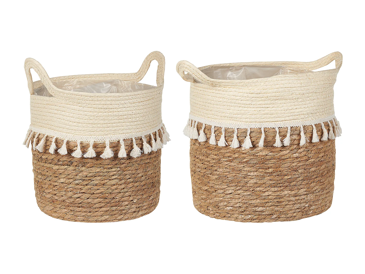 Set di 2 vasi per piante MATIKU Vimini 30/28 cm Naturale