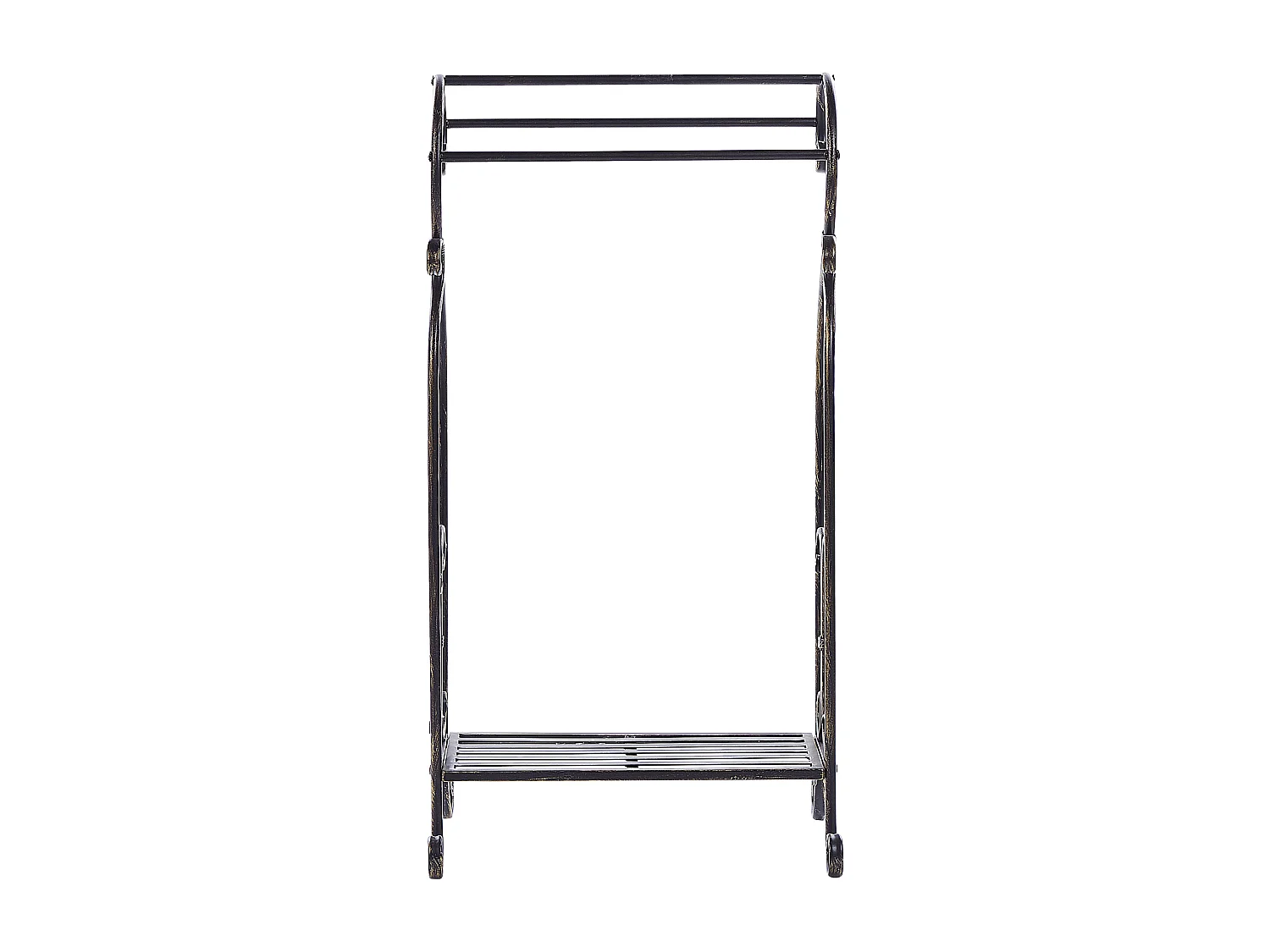 Retro Handtuchhalter aus Metall schwarz Antik Optik rechteckig mit Ablage Linares