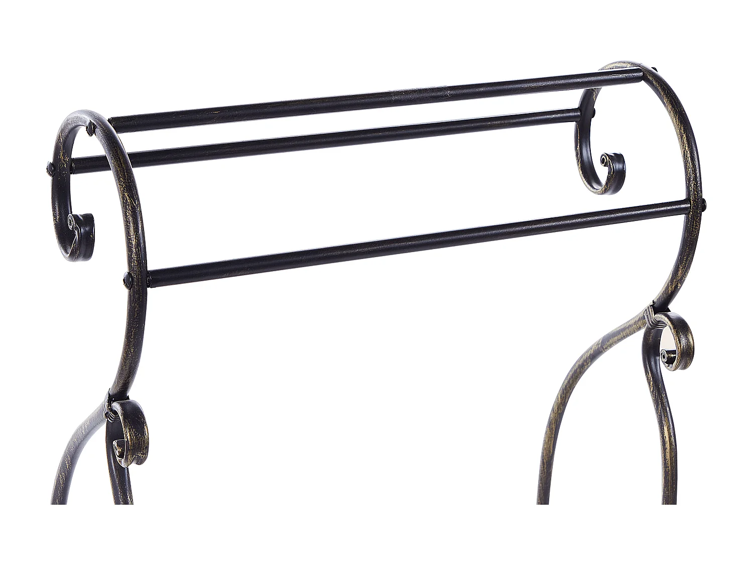 Retro Handtuchhalter aus Metall schwarz Antik Optik rechteckig mit Ablage Linares