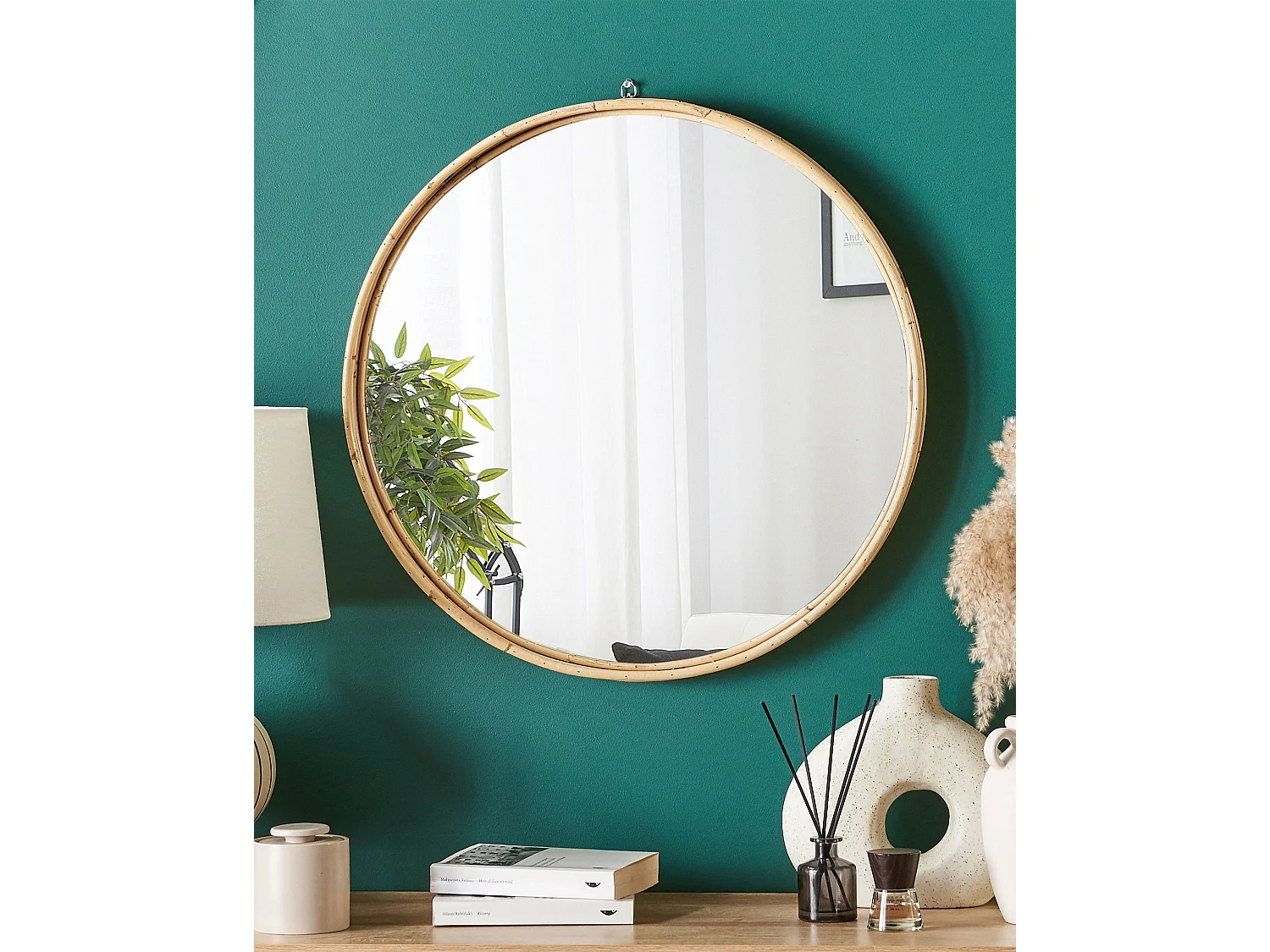 Miroir BARUNG 60 cm 60 cm Rotin Naturel Beige