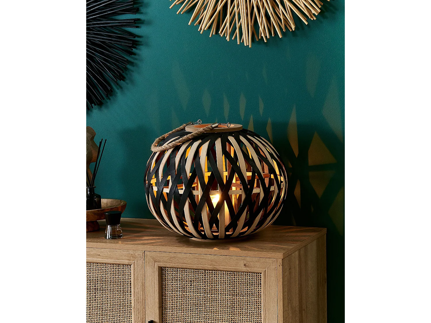 Lanterne BESAH Bambou 37 cm Noir