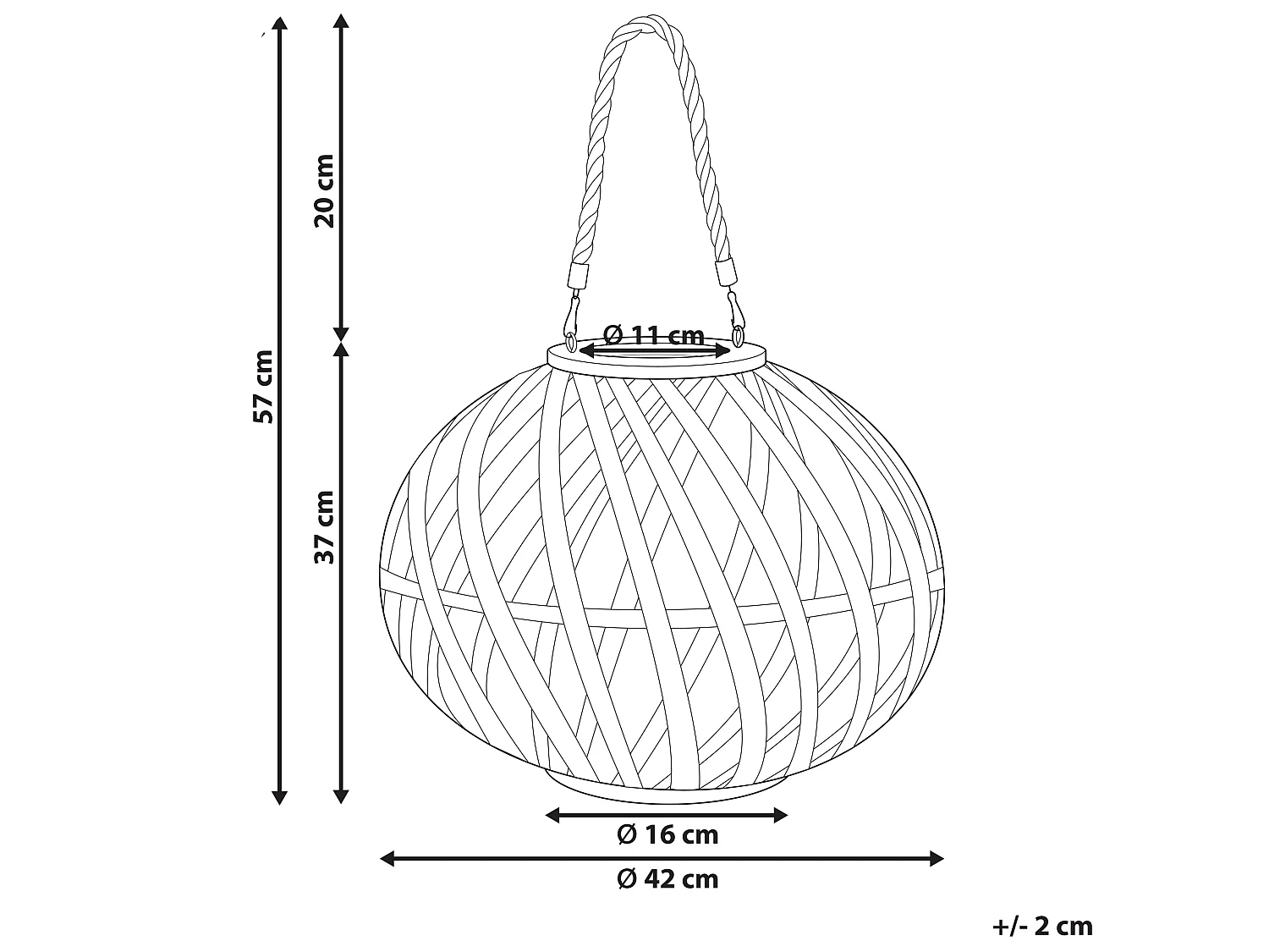 Lanterne BESAH Bambou 37 cm Noir