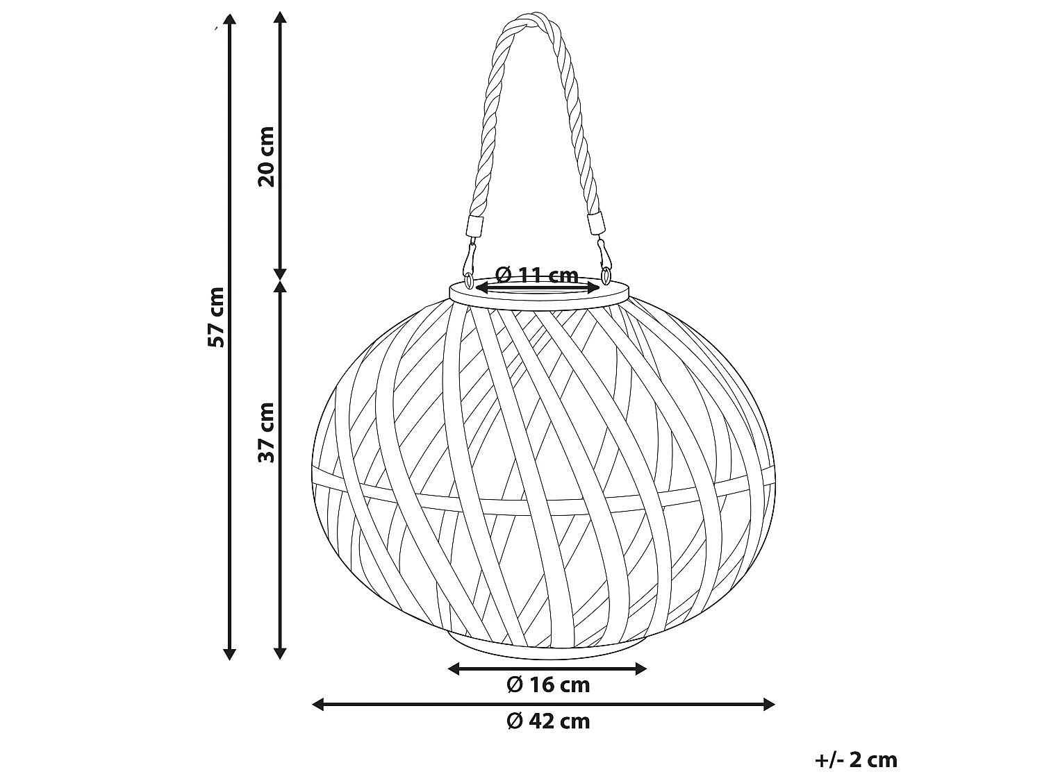 Lantaarn BESAH Bamboehout 37 cm Zwart