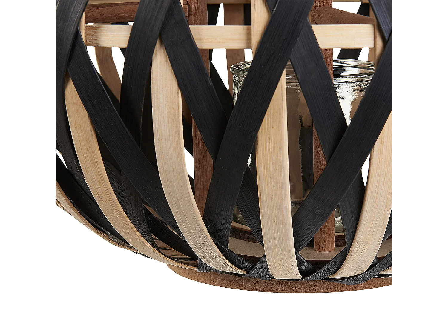 Lantaarn BESAH Bamboehout 37 cm Zwart