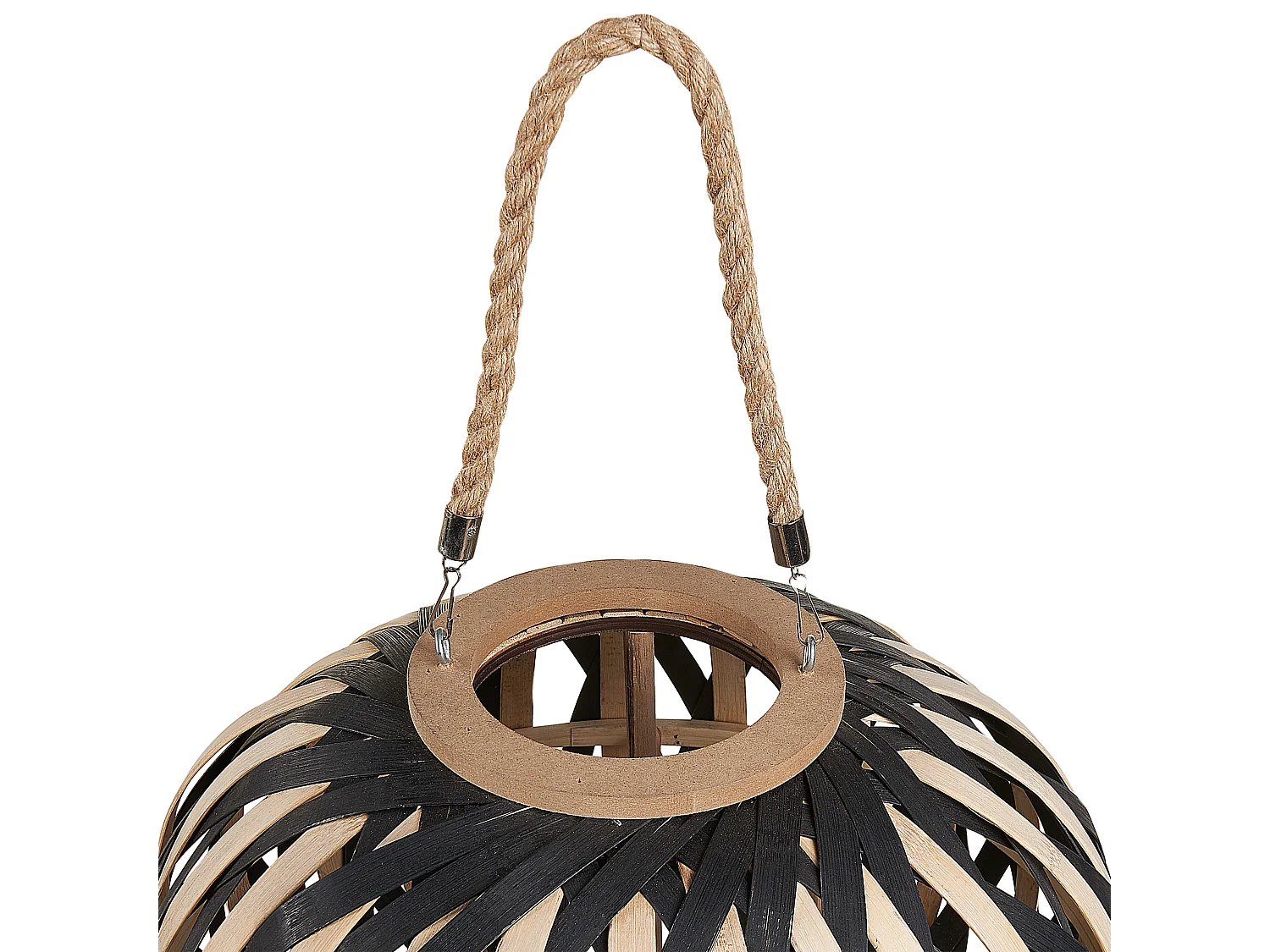 Lantaarn BESAH Bamboehout 37 cm Zwart