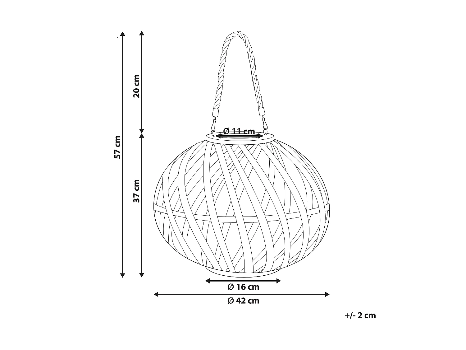 Lanterne BESAH Bambou 37 cm Noir