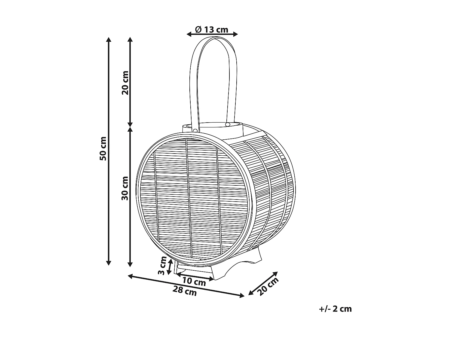 Lampion BISTAL Rattan 30 cm Naturalny