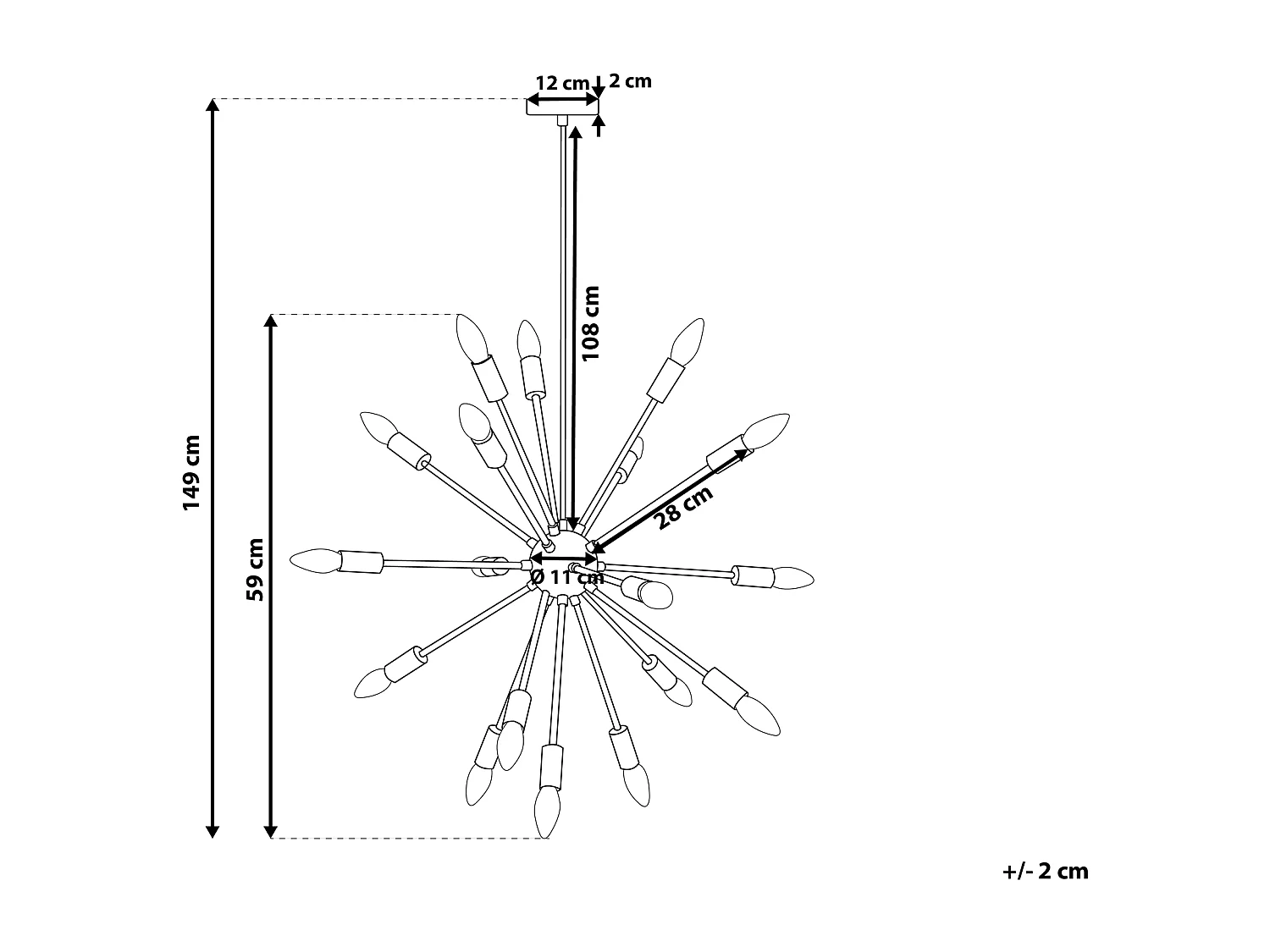 Pendelleuchte in Silber aus Metall Eisen Industrial Stil für 18 Leuchtmittel Maguse