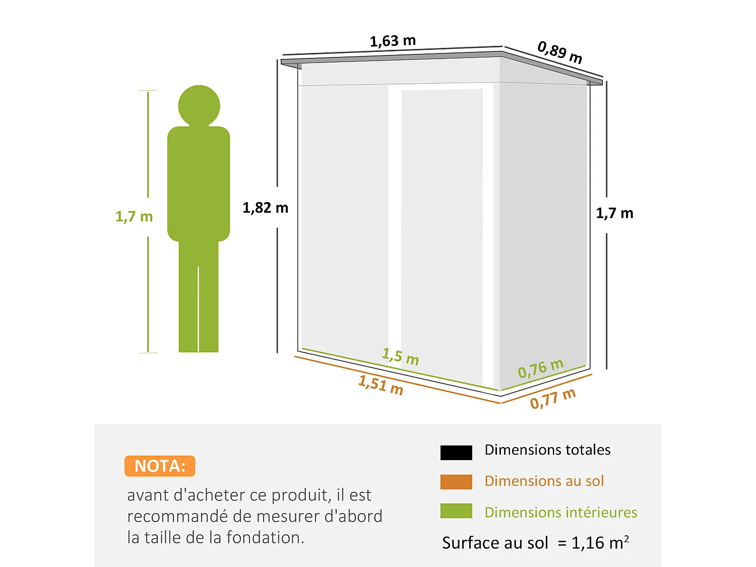 Abri de jardin - remise pour outils - cabanon porte coulissante - dim. 163L x 89l x 182H cm - tôle d'acier noir blanc