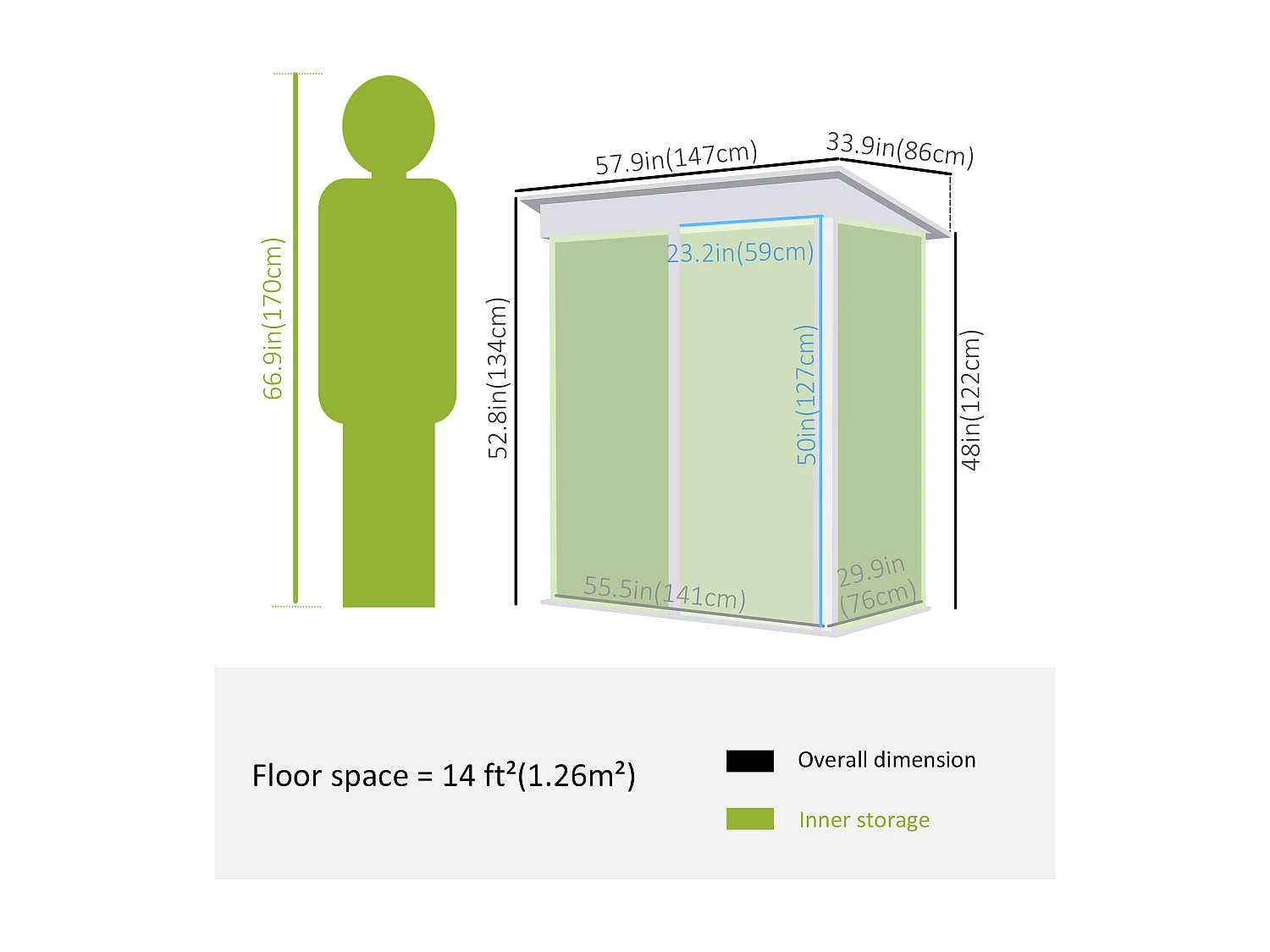 Abri de jardin - remise pour outils - abri vélo - abri poubelle - 2 portes verrouillables - dim. 147L x 86l x 134H cm - tôle d'acier noir blanc