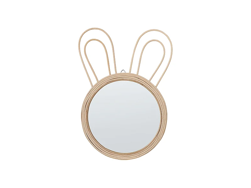 Wandspiegel Boho-Stil Rattan natürlich mit Hasenohren rund ø 28 cm Golong