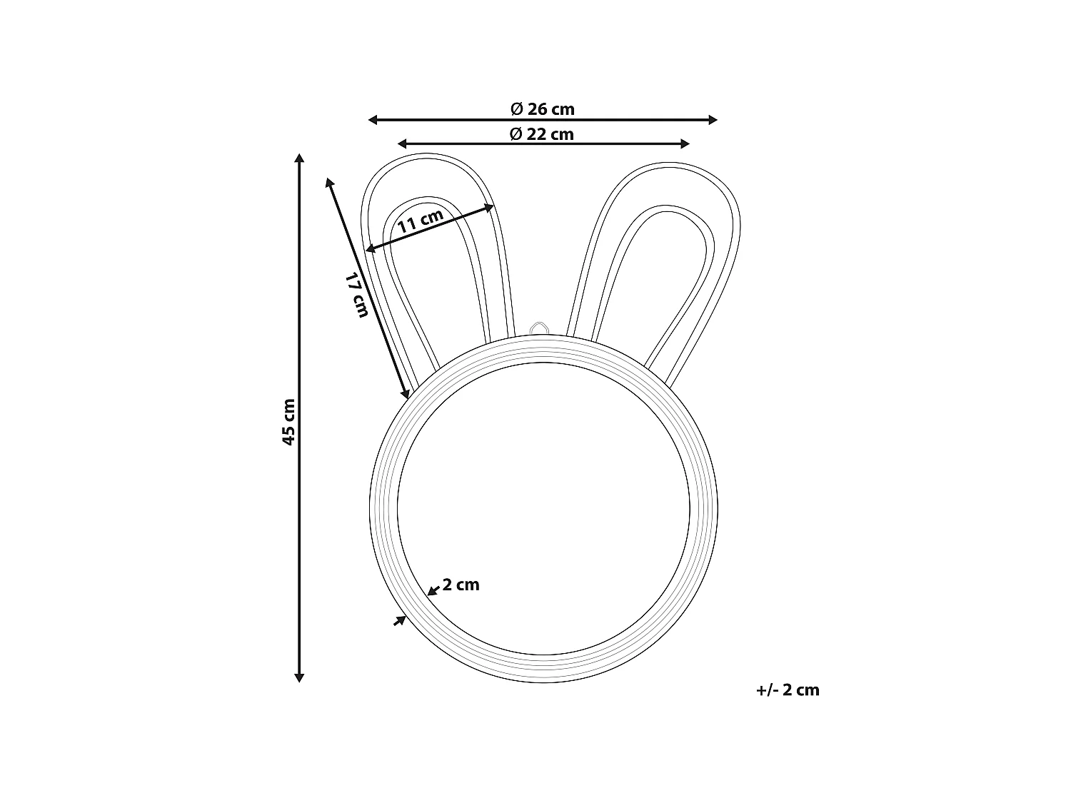 Wandspiegel Boho-Stil Rattan natürlich mit Hasenohren rund ø 28 cm Golong