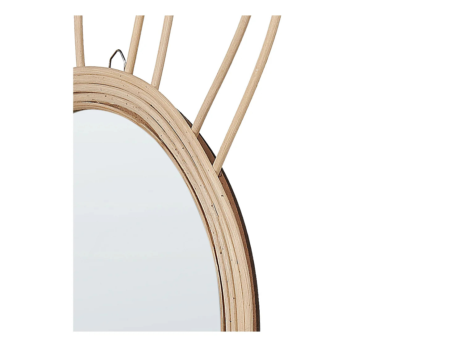 Wandspiegel Boho-Stil Rattan natürlich mit Hasenohren rund ø 28 cm Golong