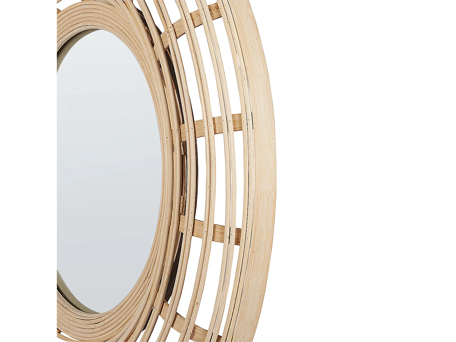 Wandspiegel in Boho-Stil aus Bambusholz natürlich ø 60 cm Hanua