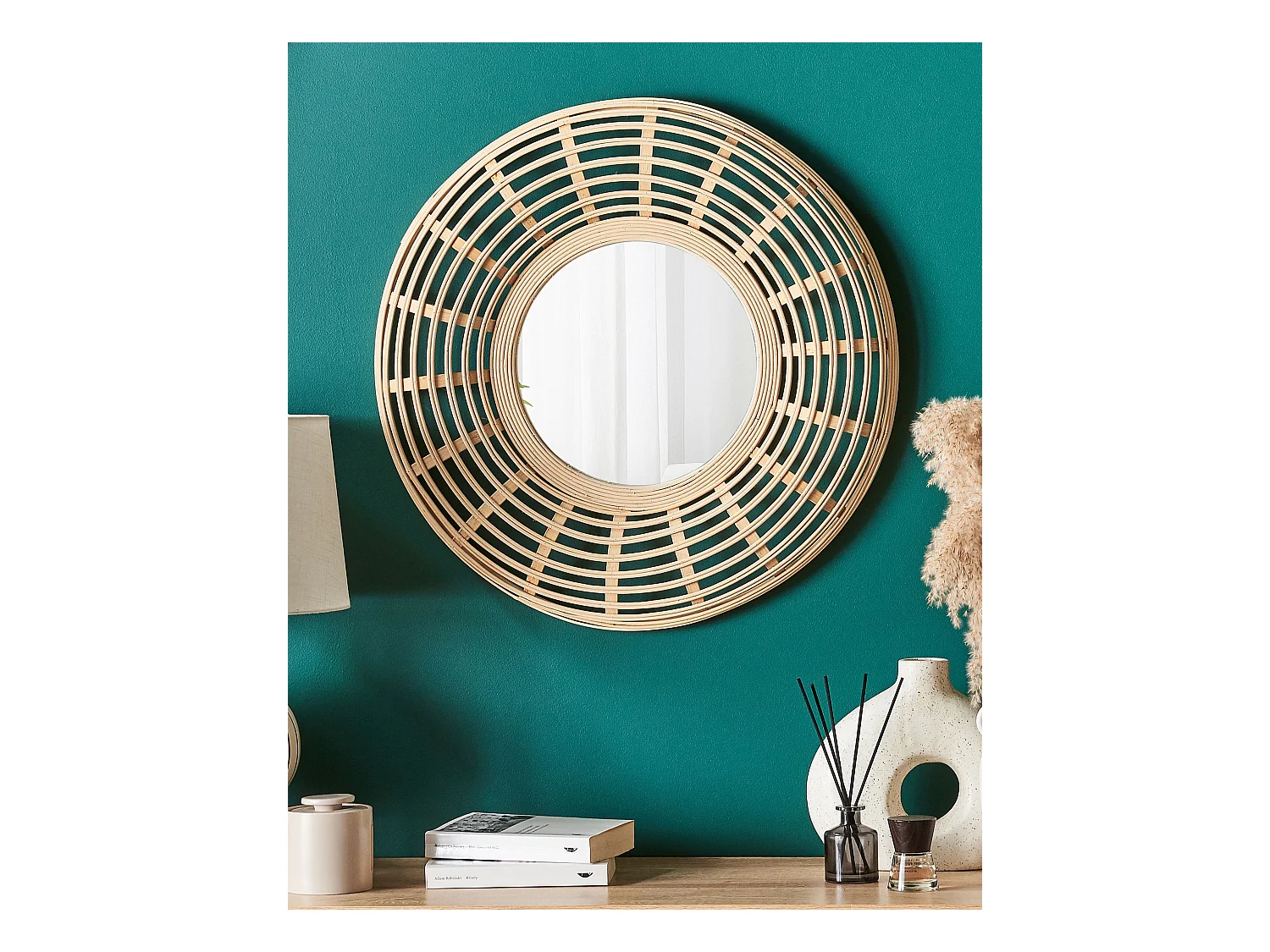 Wandspiegel HANUA 60 cm 60 cm Bamboehout Natuurlijk