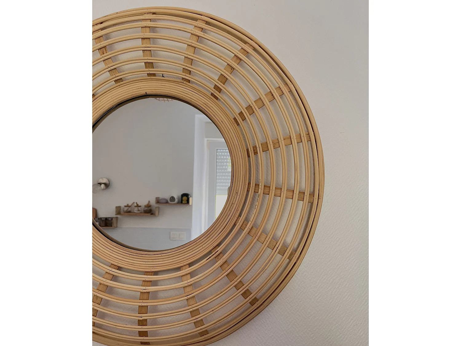 Wandspiegel HANUA 60 cm 60 cm Bamboehout Natuurlijk