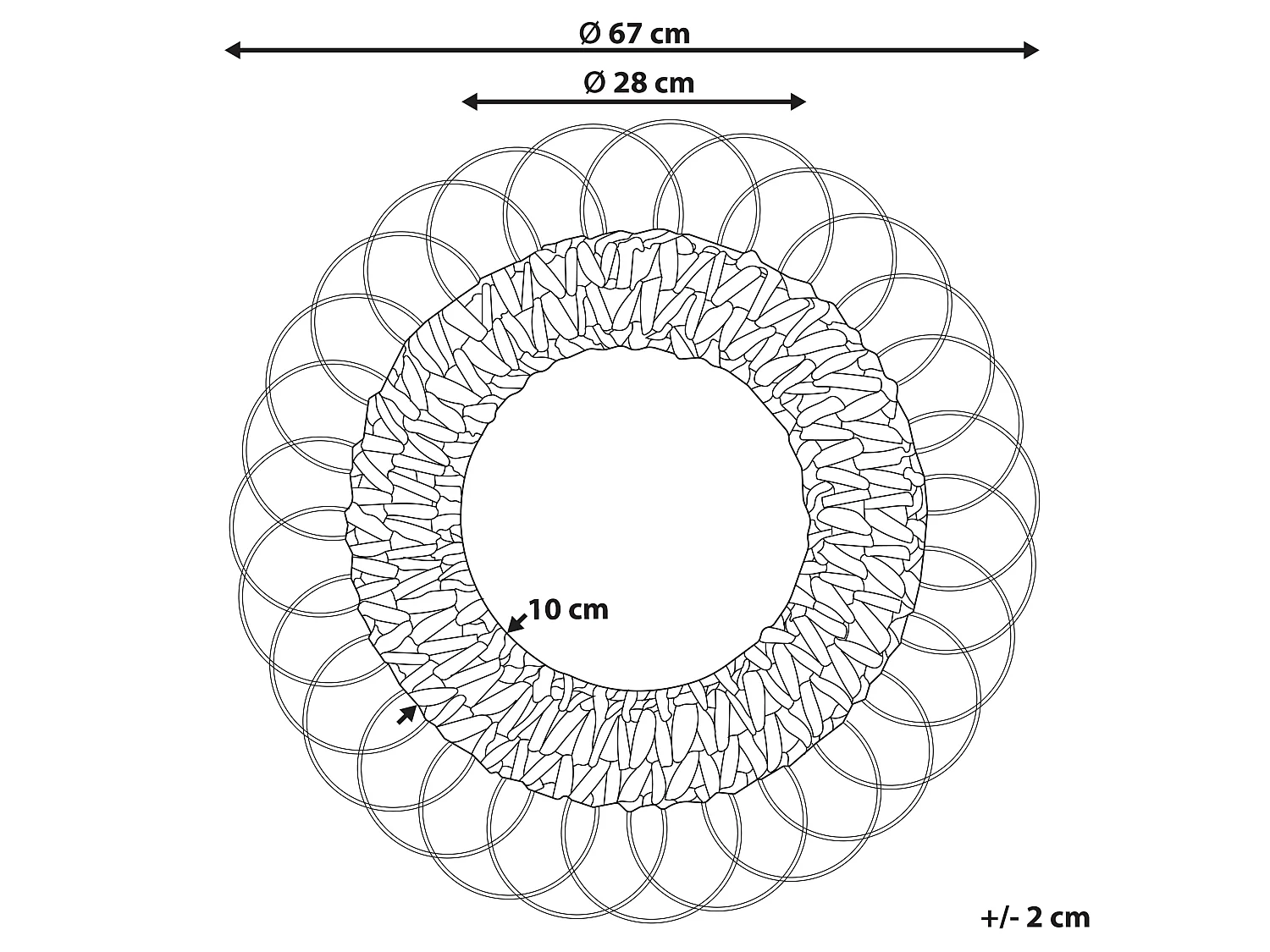 Espelho PAMOL 67 cm 67 cm Vime Natural