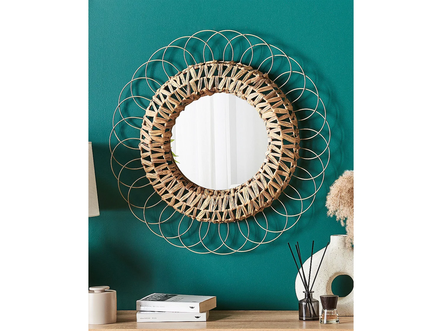 Miroir PAMOL 67 cm 67 cm Osier Naturel