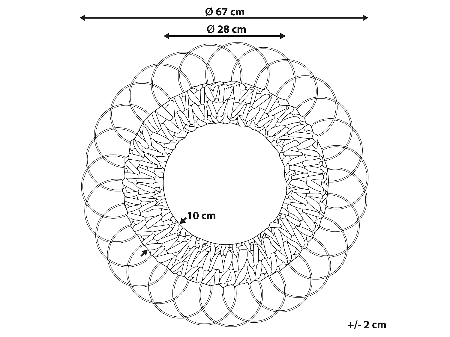 Espelho PAMOL 67 cm 67 cm Vime Natural
