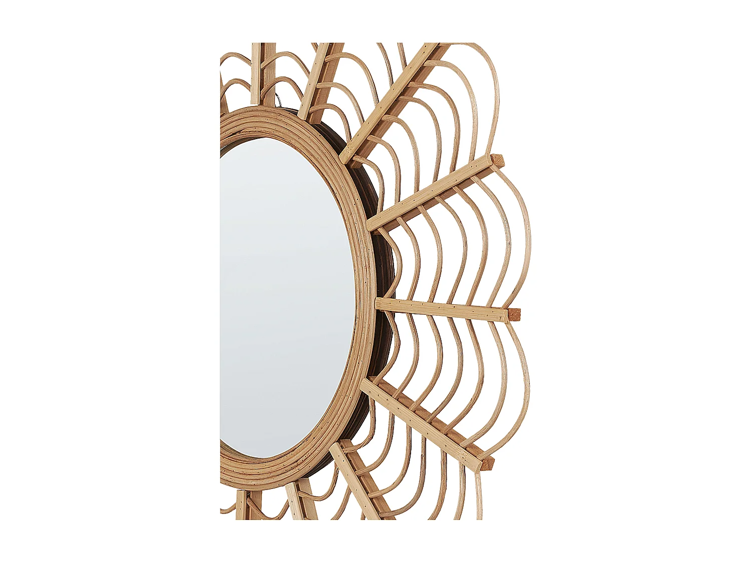 Moderner Wandspiegel Rattan natürlich ø 60 cm in Sonnenform Tumbit