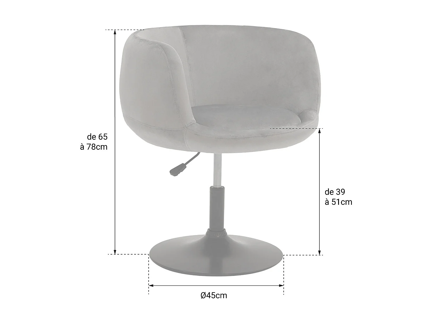 Tabouret de bar en velours gris NOLAN - HAPPY GARDEN