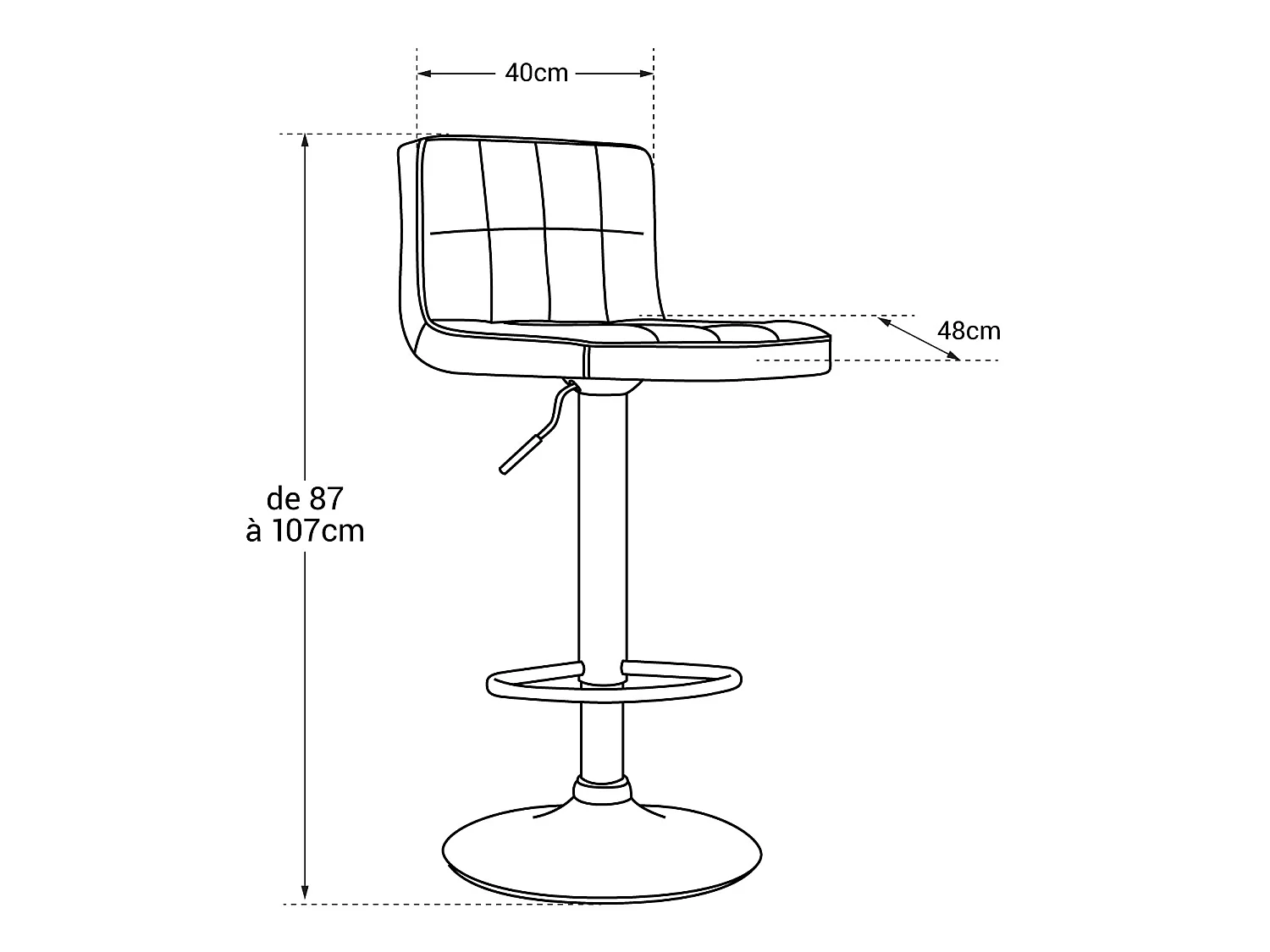 Lot de 2 tabourets de bar noir MIKE - HAPPY GARDEN