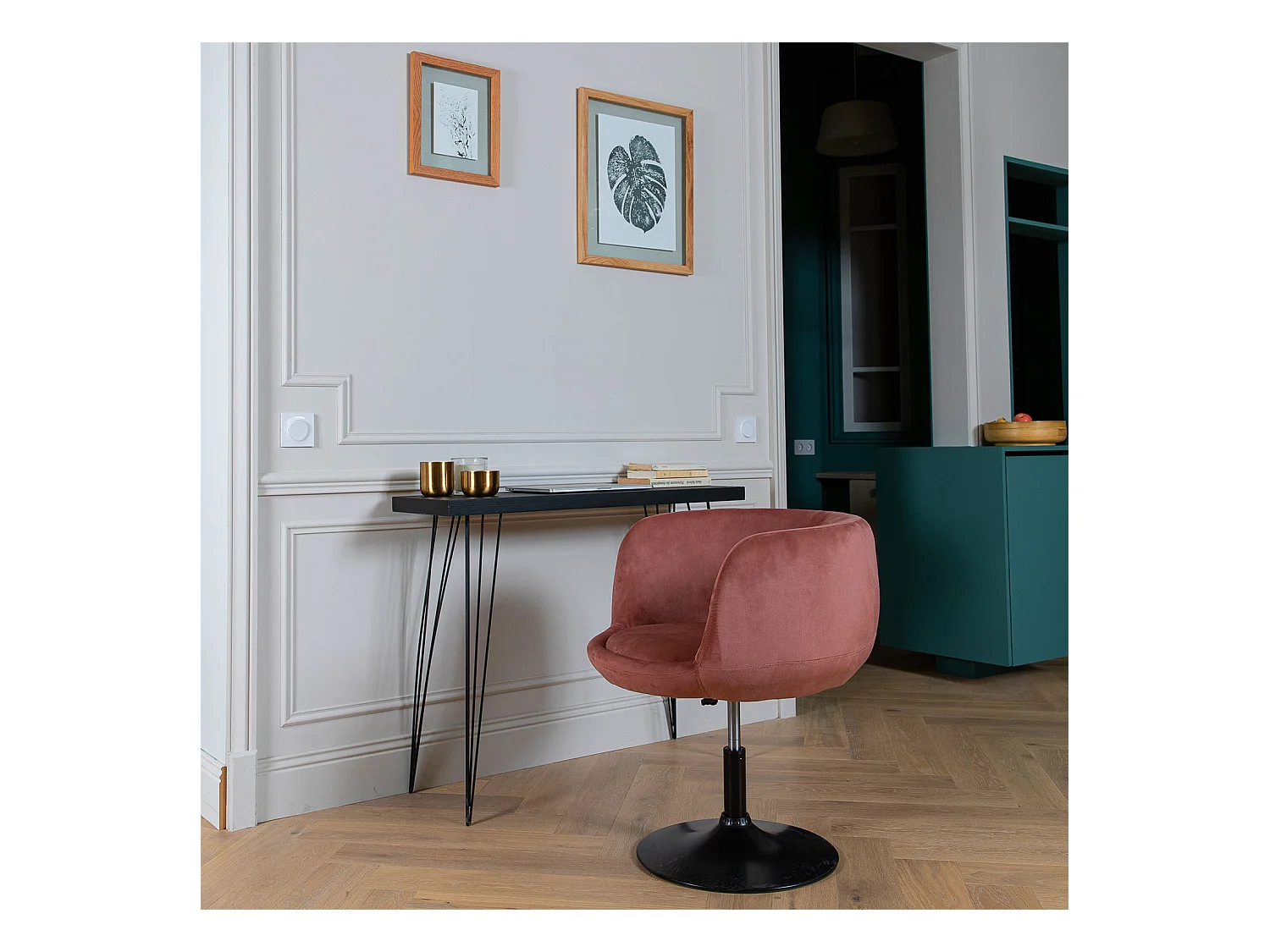 Tabouret de bar en velours rose NOLAN - HAPPY GARDEN
