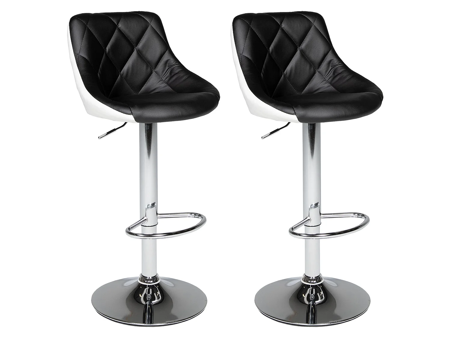 Lot de 2 tabourets de bar noir et blanc JASPER - HAPPY GARDEN