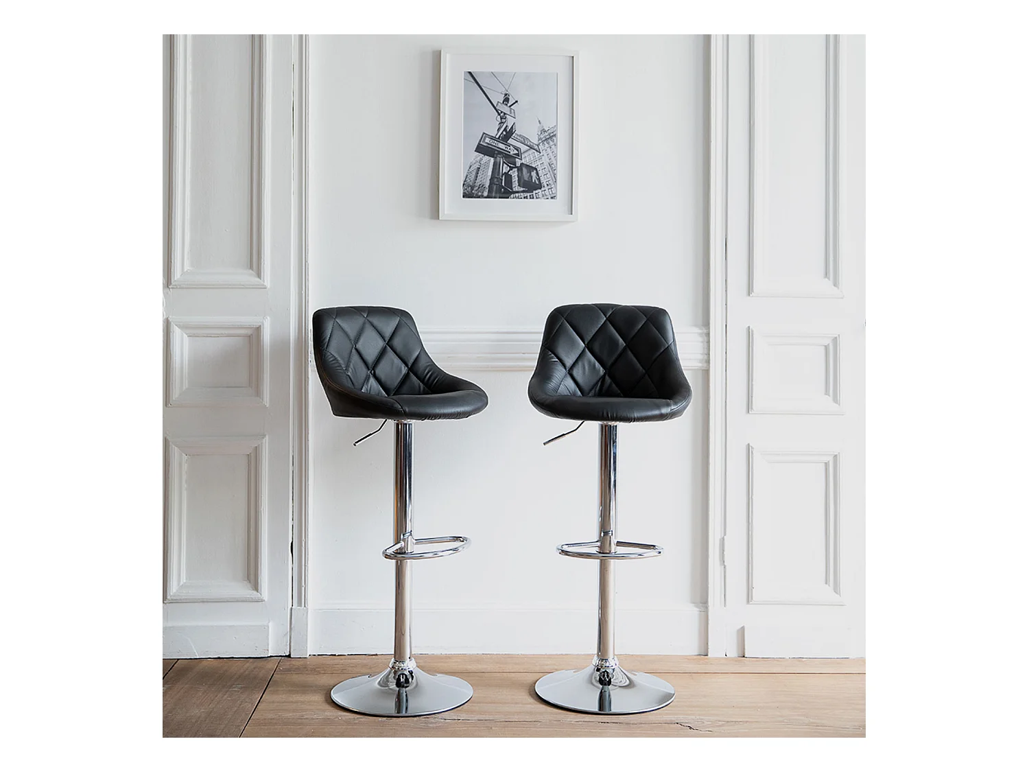 Lot de 2 tabourets de bar noir JASPER - HAPPY GARDEN