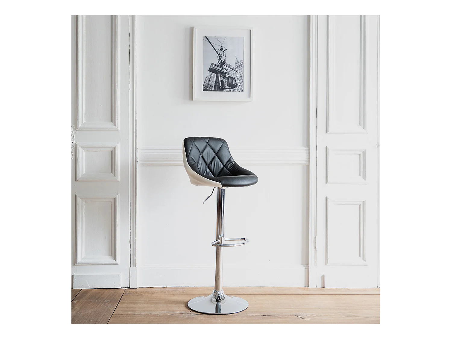 Tabouret de bar noir et blanc JASPER - HAPPY GARDEN
