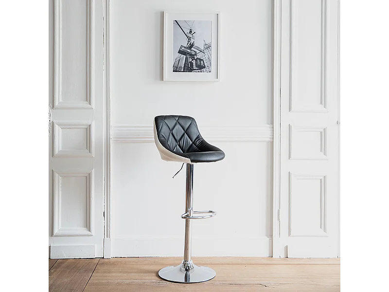Tabouret de bar noir et blanc JASPER - HAPPY GARDEN