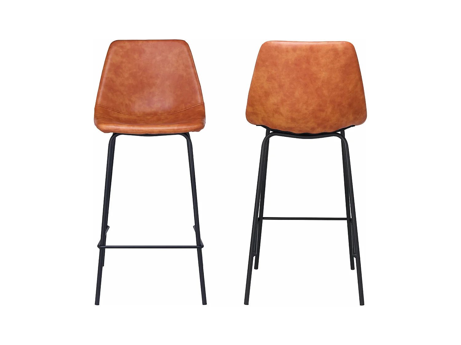 Set van 2 vintage LUCIEN barkrukken cognac - Zithoogte 65cm