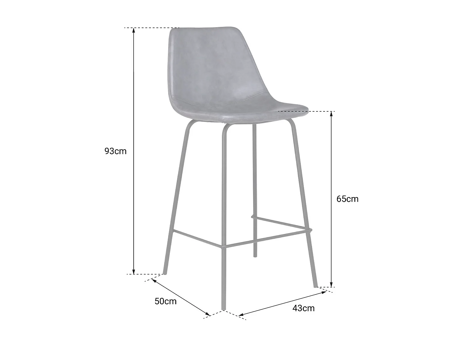 Lot de 2 tabourets de bar vintage LUCIEN cognac - Hauteur d'assise 65cm - HAPPY GARDEN